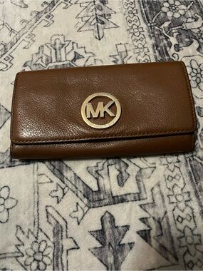 Michael Kors Chestnut Leather MK Logo Continental Wallet